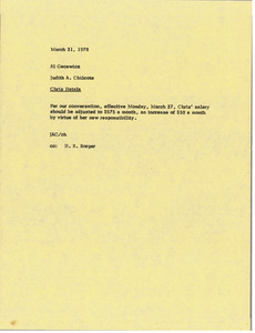 Memorandum from Judy A. Chilcote to Al Gecewicz