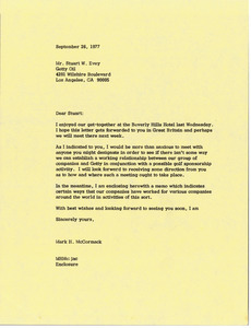 Letter from Mark H. McCormack to Stuart W. Evey