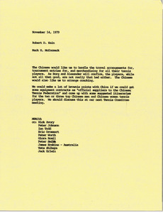 Memorandum from Mark H. McCormack to Robert D. Kain