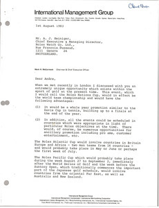 Letter from Mark H. McCormack to A. J. Heiniger