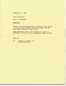 Memorandum from Mark H. McCormack to Jules Rosenthal