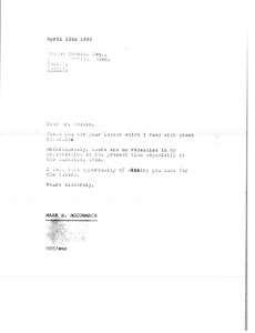 Letter from Mark H. McCormack to Graham Downie
