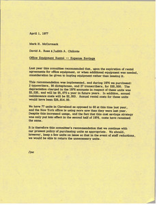 Memorandum from David A. Rees and Judy Chilcote to Mark H. McCormack