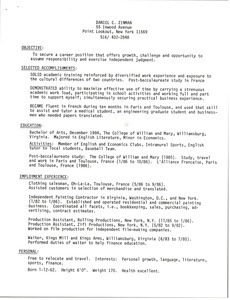 Daniel C. Zinman resume