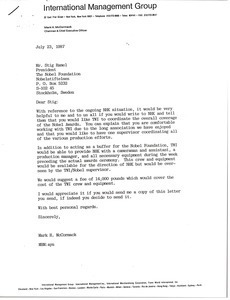 Letter from Mark H. McCormack to Stig Ramel