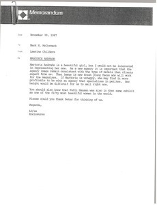 Memorandum from Lawrine Childers to Mark H. McCormack