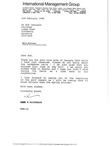 Letter from Mark H. McCormack to Bob Jamieson
