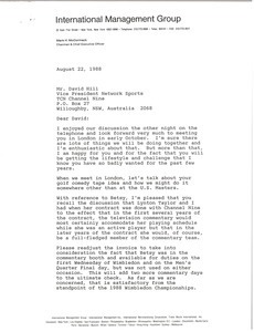 Letter from Mark H. McCormack to David Hill