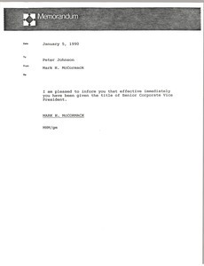 Memorandum from Mark H. McCormack to Peter Johnson