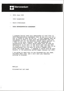 Memorandum from Mark H. McCormack to John Laupheimer