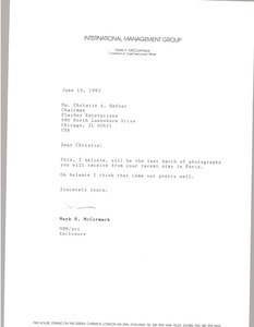 Letter from Mark H. McCormack to Christie A. Hefner