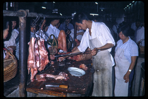 Butcher's stall at marketplace