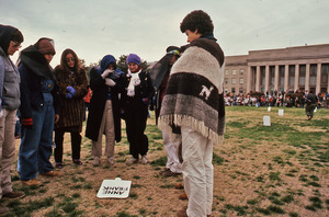 Women demonstrators in front of the Pentagon