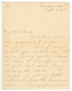 Letter from Letitia Crane to Frank F. Newth