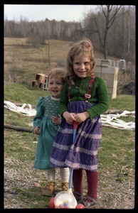 Phoebe Mathews and friend watching the May Day celebrations, Montague Farm commune