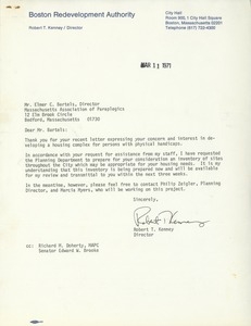 Letter from Robert T. Kenney to Elmer C. Bartels