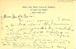 Letter from Herbert Corey to W. E. B. Du Bois