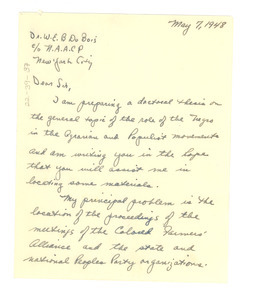 Letter from Jack Abramowitz to W. E. B. Du Bois