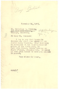 Letter from W. E. B. Du Bois to Cornelius W. Johnson