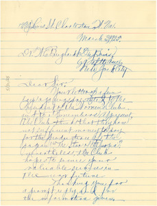 Letter from Myrtle Irving to W. E. B. Du Bois