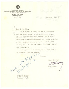 Letter from Dr. P. Voutov to W. E. B. Du Bois