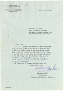 Letter from Union of Anti-Fascist Fighters to W. E. B. Du Bois