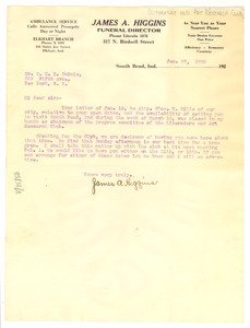 Letter from Literature and Art Research Club to W. E. B. Du Bois