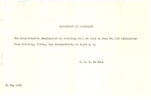 Memo from W. E. B. Du Bois to Atlanta University