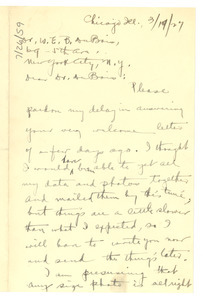 Letter from William M. Farrow to W. E. B. Du Bois