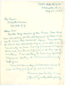Letter from Elizabeth Dougherty to W. E. B. Du Bois