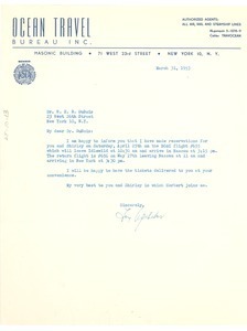 Letter from Ocean Travel to W. E. B. Du Bois