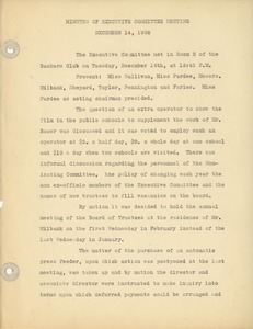 Meeting minutes of the Executive Committee for the Institute for Crippled and Disabled Men