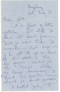 Letter from Joseph Langland to Langland family