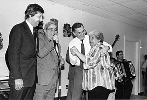 Elderly Affairs Commissioner Michael Taylor, Jack Wigon, Mayor Raymond L. Flynn, unidentified woman