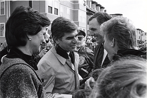 Kitty Dukakis, Governor Michael Dukakis, Mayor Raymond L. Flynn and Kathy Flynn at St. Patrick's/Evacuation Day Parade