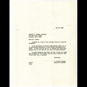 Letter from O. Phillip Snowden to Darrell L. Outlaw concerning ...