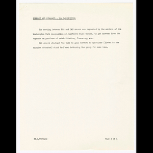 Minutes from meeting of Washington Park Association of Apartment House Owners (WAPAAHO) held June 9, 1964 at Freedom House