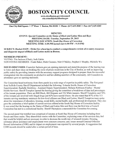 Special Committee on the Status of Black and Latino Men and Boys hearing minutes, September 29, 2015