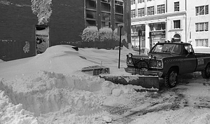 Plow and snowdrifts on Berkeley Street