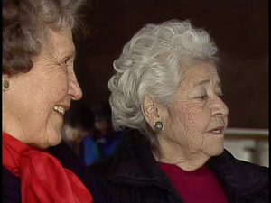 Vigil Prayer, Española, New Mexico, Cutaways of Three Aunts, Songs, Prayer, Aunt Walking Out Front Doors, Interview with Eddie Vigil Interior, #1