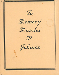 In Memory of Marsha P. Johnson