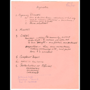 Agenda for Area 6 meeting held April 21, 1964