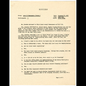 Minutes of Area 12 homeowner rehab meeting held December 8, 1965