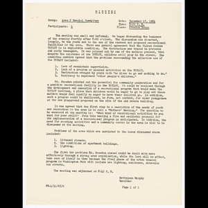 Minutes for Area 5 Special Committee meeting on December 17,1964