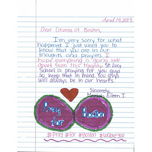 Letter from St. Lucy's School in Long Beach, California