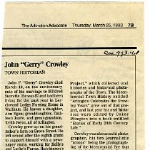 John "Gerry" Crowley Town Historian
