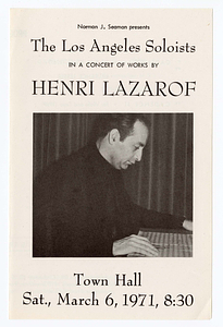 The Los Angeles Soloists in a concert of works by Henri Lazarof