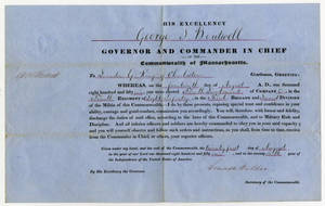 Military commission certificate appointing Leander Gage King 4th Lieutenant
