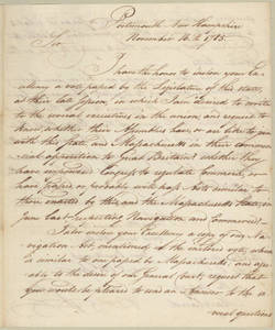 Letter, 1785 November 16, Portsmouth, N.H., to [William Smallwood], Maryland