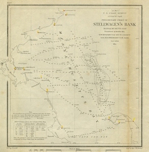 Preliminary Chart of Stellwagen's Bank, Massachusetts Bay Discovered in October, 1854, by the Hydrographic Party Under the Command of Lieut. H.S. Stellwagen, U.S.N. Assist.